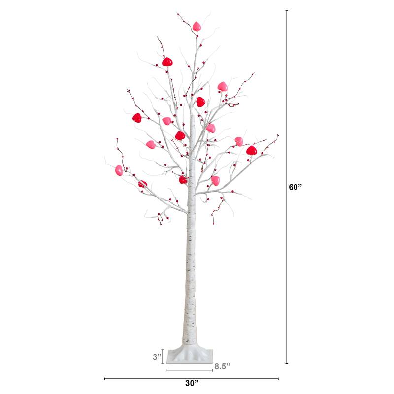 5-ft Pre-Lit Valentine's Day Twig Tree with 72 Heart Shaped LED Lights