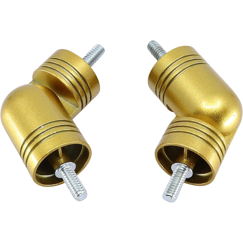 MERIVILLE Hinged Elbow Connector - Designed for Bay Window Curtain Rods or Corner Drapery Rods up to 1-inch Diameter - Gold - For 1 1/8" rod