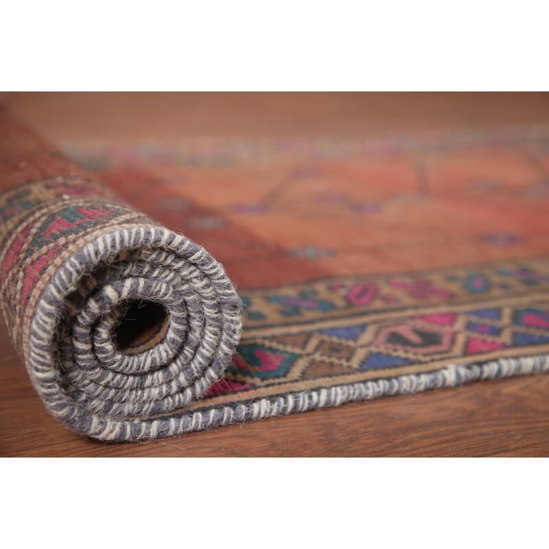 Hand Knotted Oriental 100% Wool Carpet Traditional Tribal Oranges & Rust Sirjan Runner Rug - 11' 3'' X 3' 0''