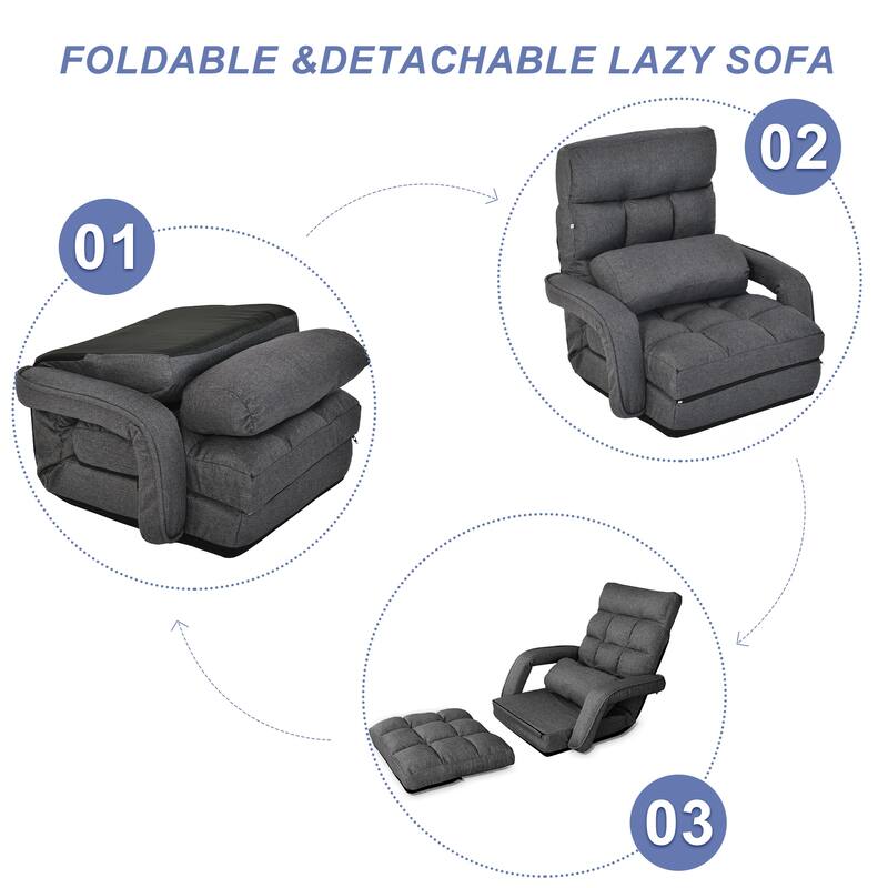 Adjustable 6-Position Floor Chair Folding Lazy Gaming Sofa,Indoor Chaise Lounge Sofa