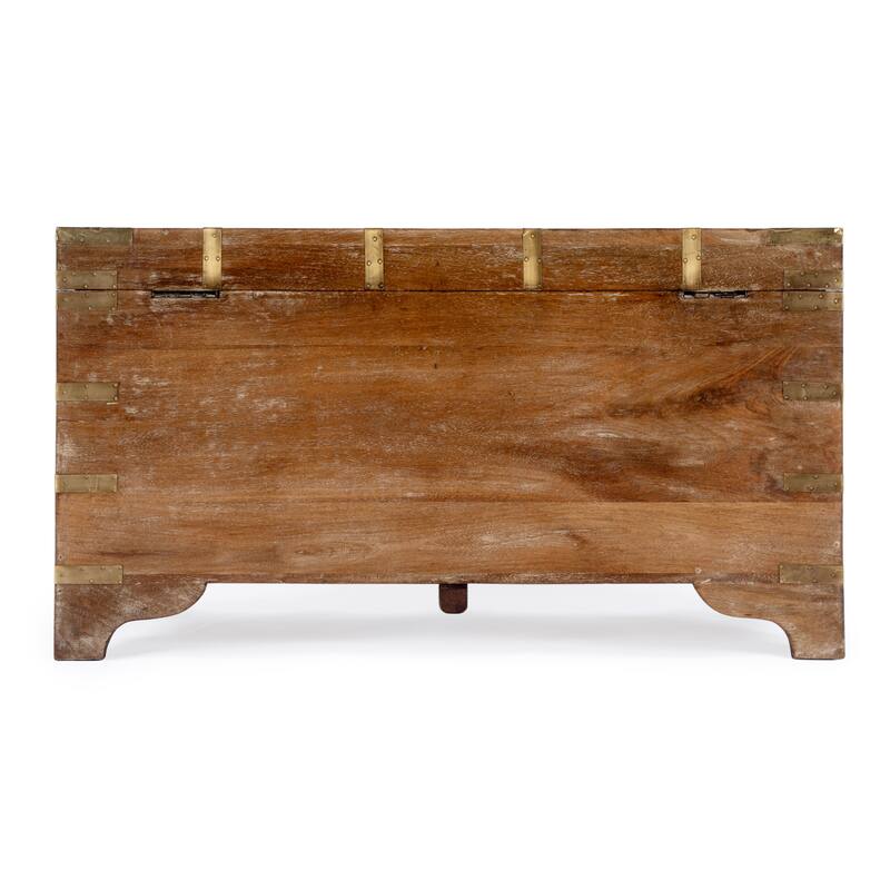 Nador Hand-Painted Brass Inlay Storage Trunk Coffee Table