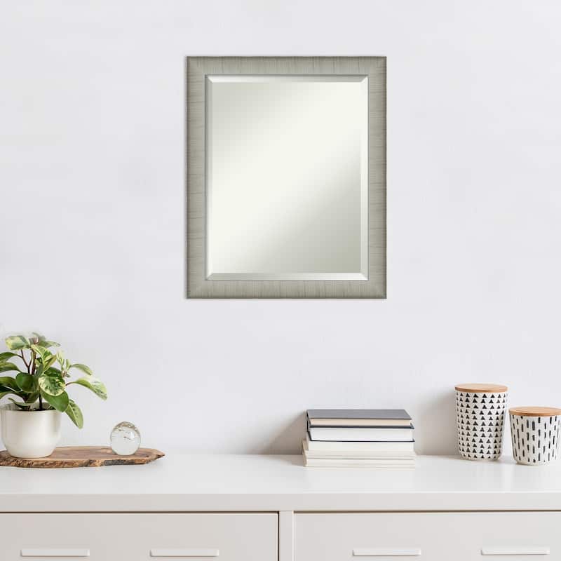 Beveled Wall Mirror - Elegant Brushed Bronze Narrow Frame