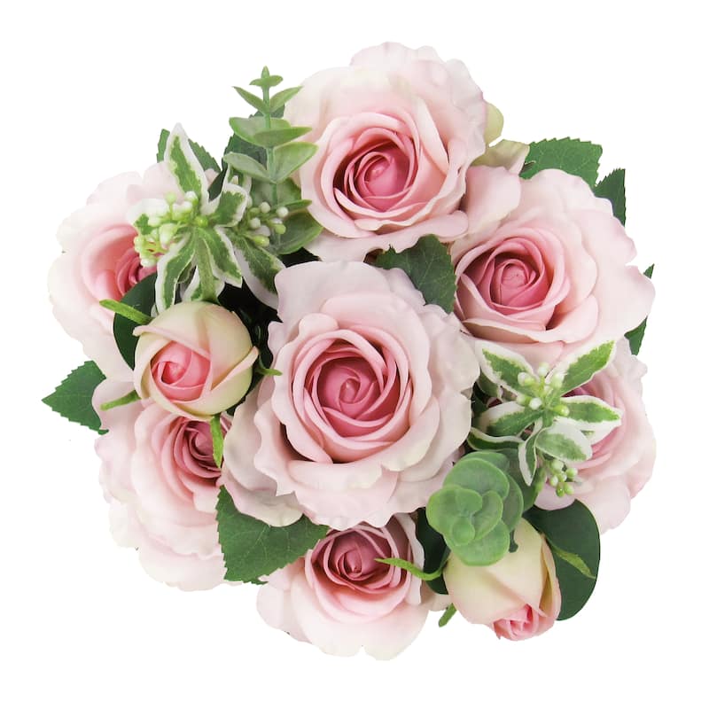 Set of 2 Light Pink Artificial Sweet Rose Flower Stem Bush Bouquet 20in - 20" L x 10" W x 10" DP