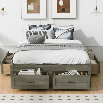 Platform Bed with 6 Storage Drawers