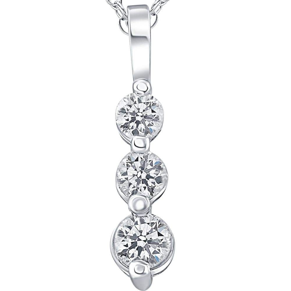 Bliss Diamond 3/4ct 3 Stone Diamond Pendant White Gold