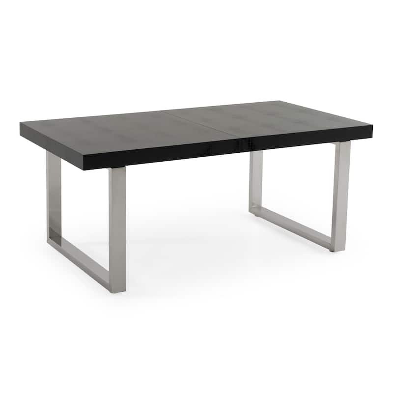 A&X Skyline Modern Black "Krocodile" Lacquer Extendable Dining Table