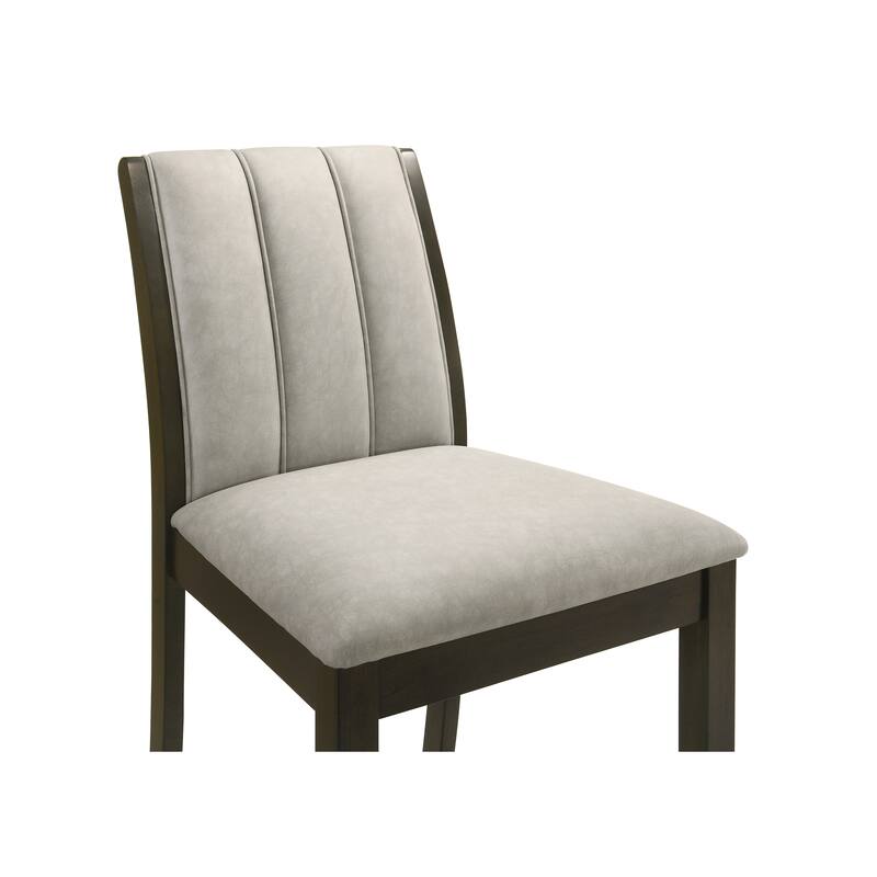 Nolan 26 in. Dark Roast Counter Height Rubberwood Barstool with Grey Fabric Seat - Set of 2