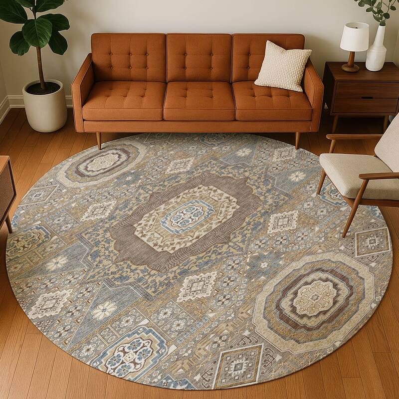 Machine Washable Indoor/ Outdoor Traditonal Isaiah Chantille Rug