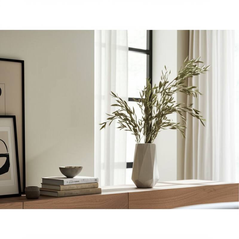 Ceramic Decorative Vase Faceted Geometric Angular Contemporary Design - 7" x 7" x 11"