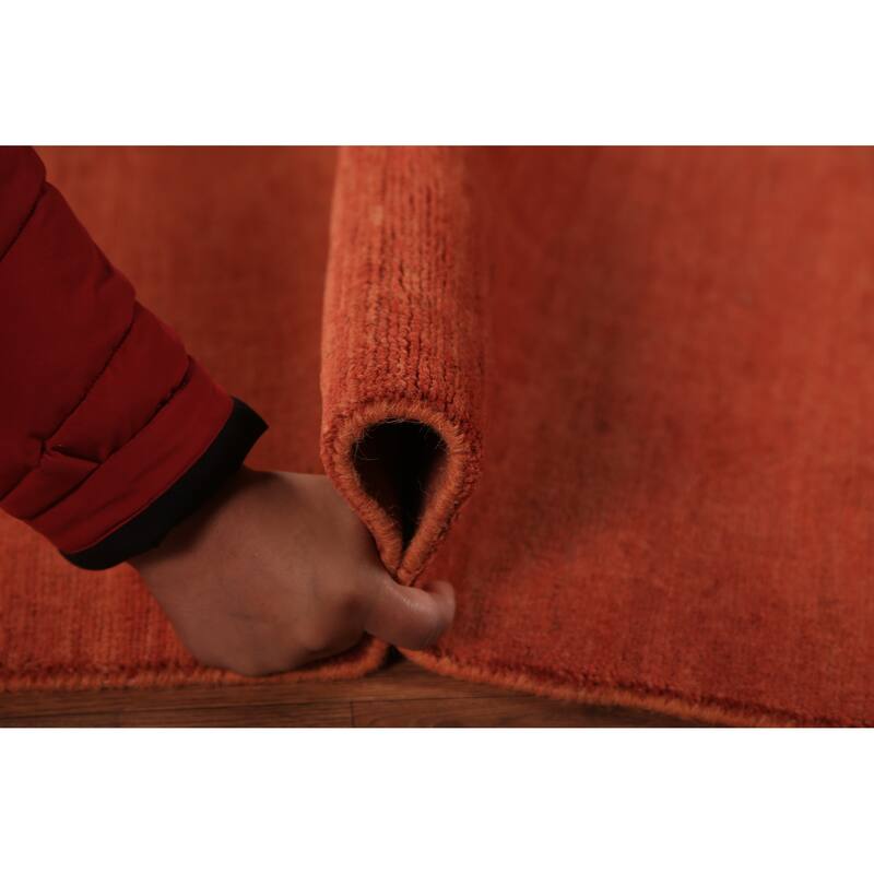 Modern Orange Gabbeh Oriental Rug Handmade Wool Carpet - 4'10" x 6'0"