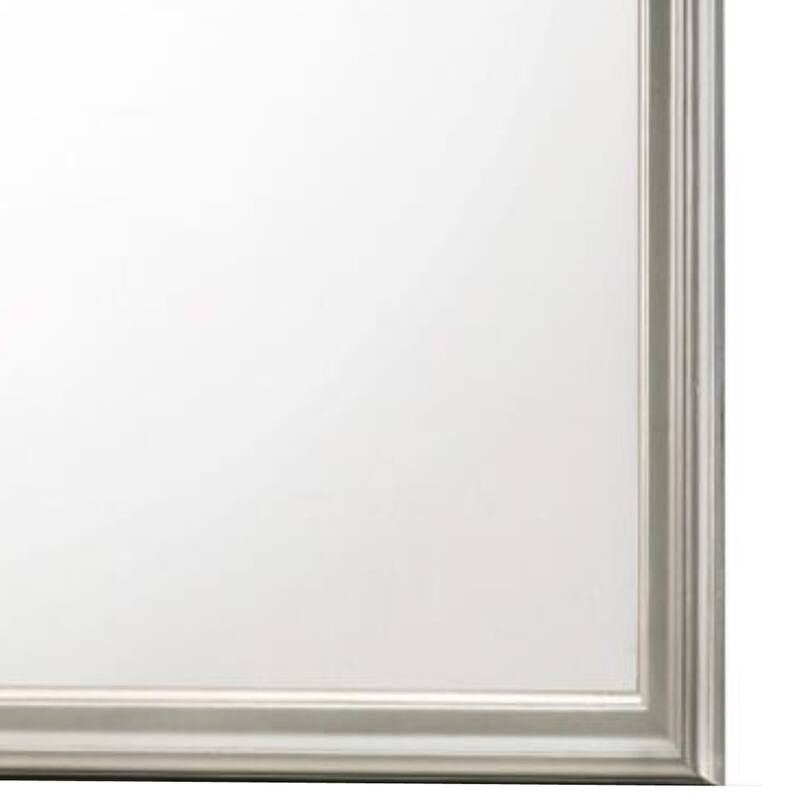 Rectangular Molded Wooden Frame Dresser Top Mirror, Antique Silver