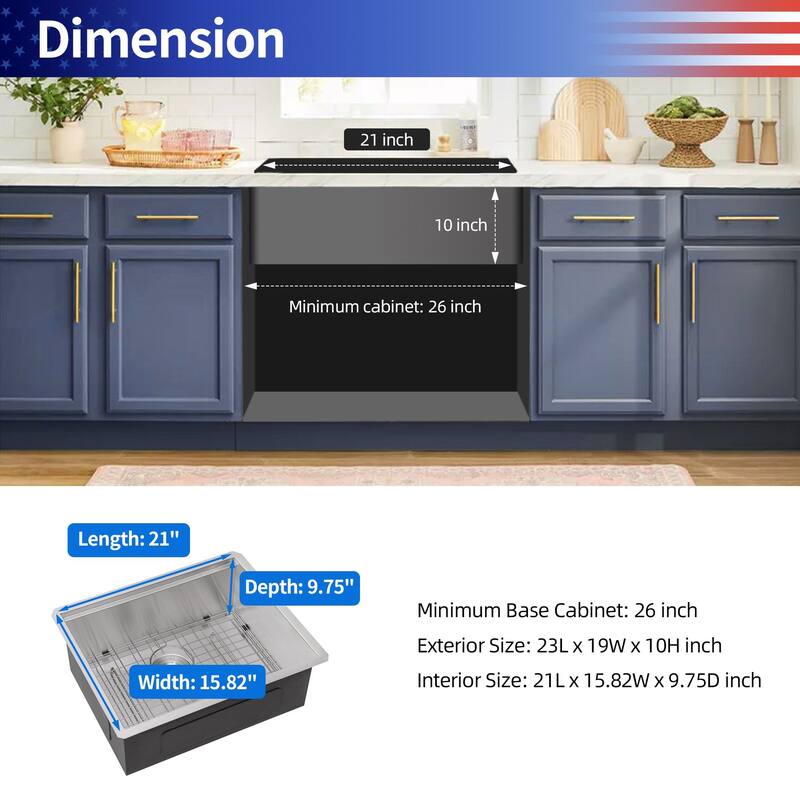 Undermount Single Bowl Stainless Steel Kitchen Sink with Workstation
