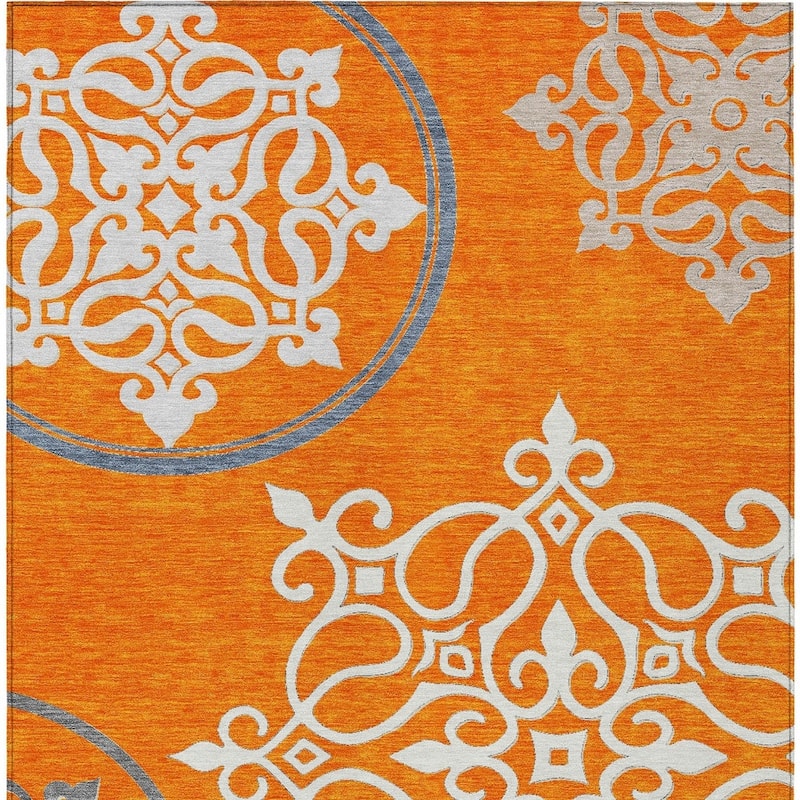 HomeRoots Floral Medallion Transitional Rectangle Outdoor Rug