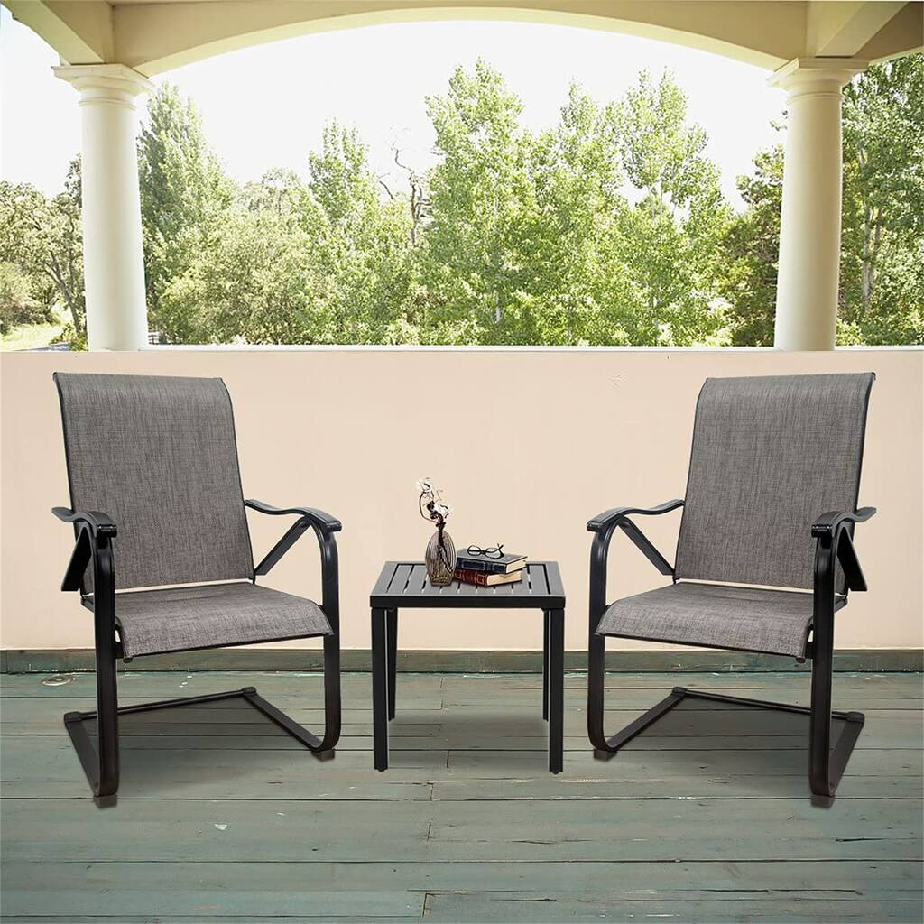 Patio Bistro Set Side Table & Garden Spring Motion Dining Chairs