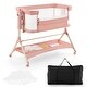 preview thumbnail 2 of 20, Babyjoy Height Adjustable Bedside Sleeper Easy Folding Baby Crib with - See Details