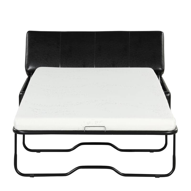 Roomfitters Twin Size Folding Ottoman Sleeper Bed with Mattress, Compact Convertible Guest Bed for Living Room