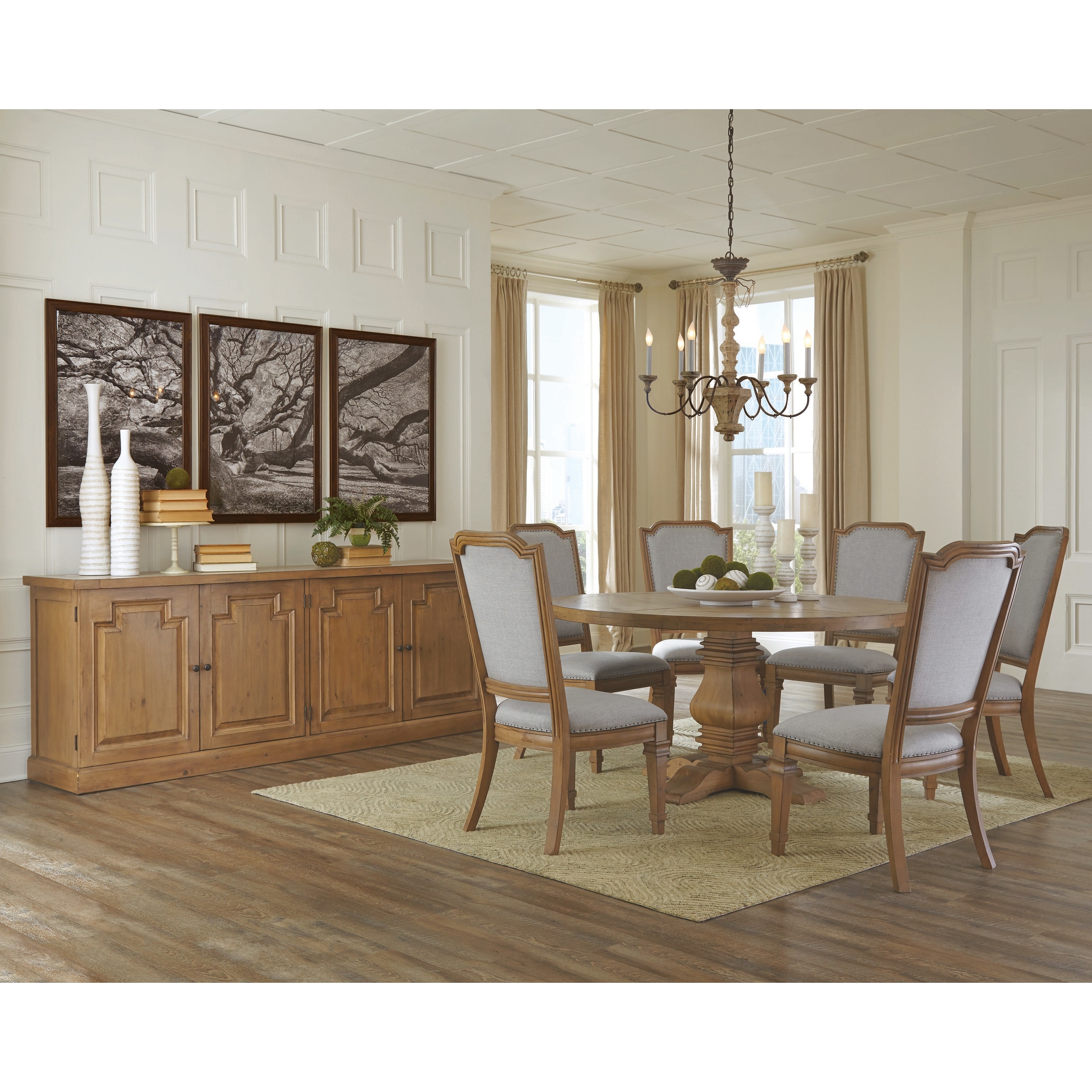Coaster Furniture Florence Rustic Smoke Round Pedestal Dining
