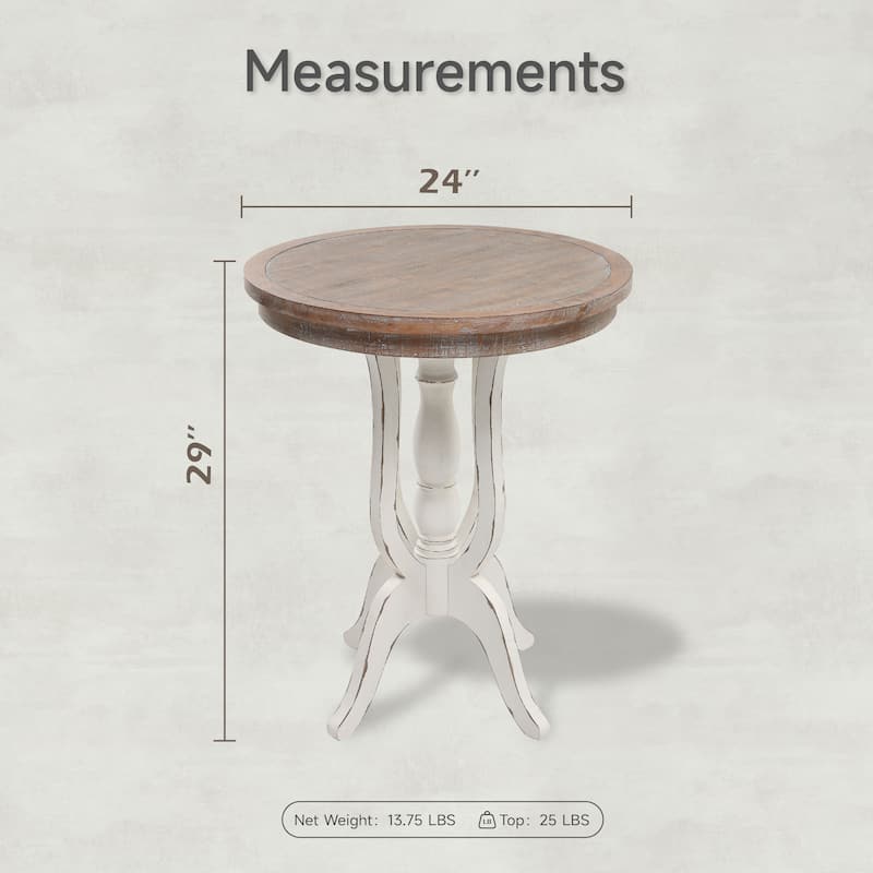 COZAYH Rustic Farmhouse End Table, Natural Top Side Table for Family, Dinning or Living Room, Handcrafted Finish, Modern