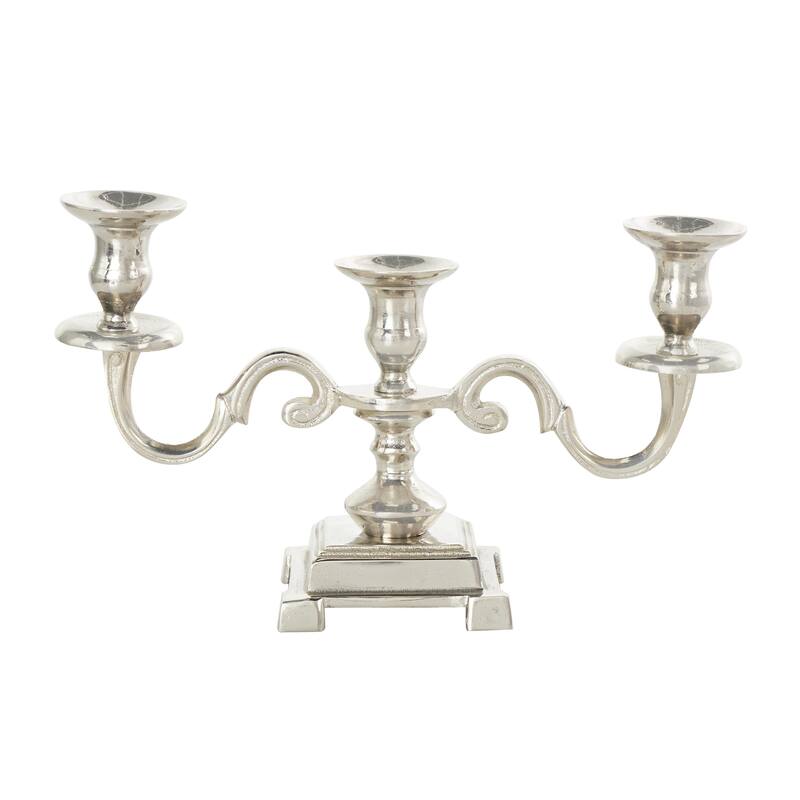 Aluminum Metal Scrolled Candelabra - Gold or Silver - Roche River Decor