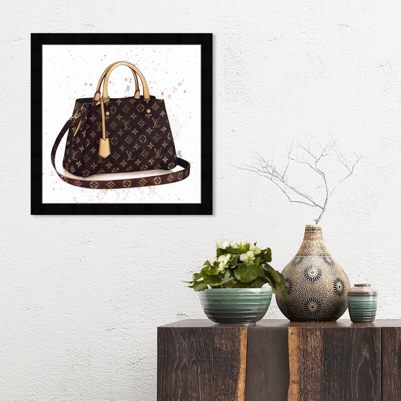 Oliver Gal 'Doll Memories -Details Bag' Fashion and Glam Framed Wall Art Prints Handbags - Brown, Brown - 16 x 16 - Black