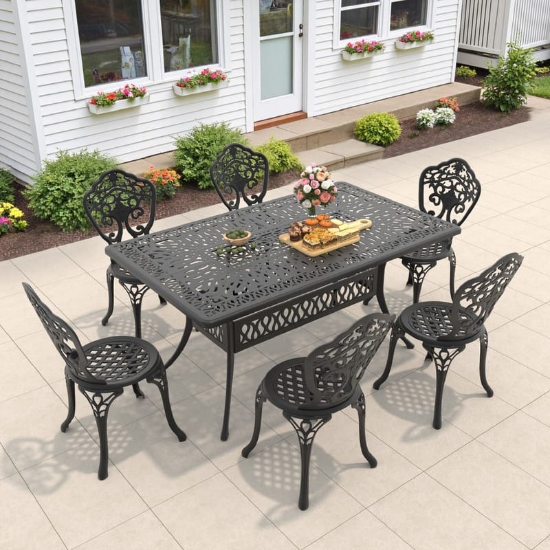 Traditions 7-Piece Patio Outdoor Dining Set with 6 Dining Chairs and Rectangular Dining Table, Rust Free