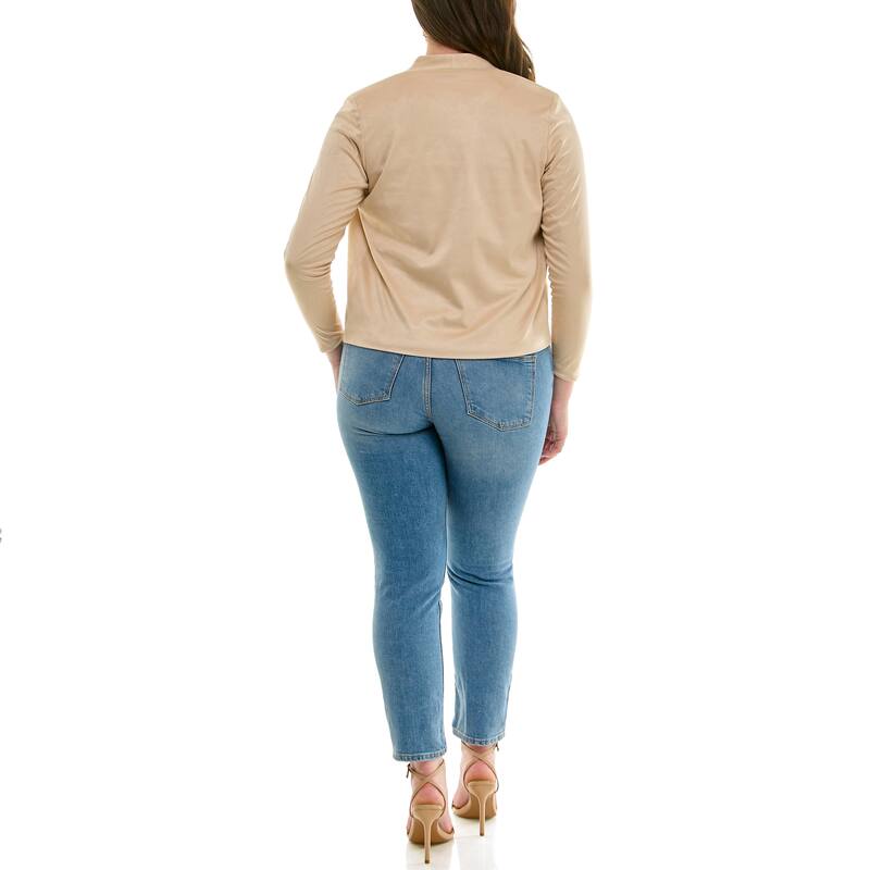 Nicole Miller Faux Suede Collarless Jacket