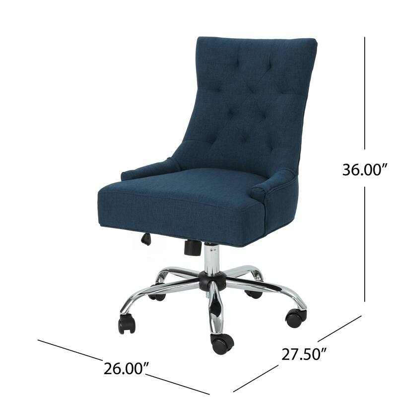 360° Rotating Home Office Chair, Adjustable Height Ergonomic Chair, Upholstered Desk Stool with Metal Base and Wheels - N/A