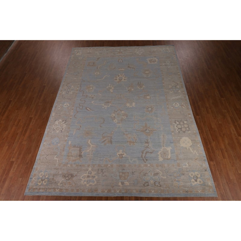 Blues & Grays Oushak Turkish Large Rug Handmade Wool Carpet - 10'1"x 13'11"
