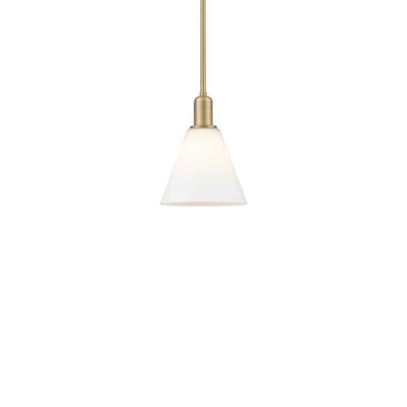 Innovations Lighting 716-1S-11-8 Berkshire Glass Pendant Berkshire - Brushed Brass / Matte White