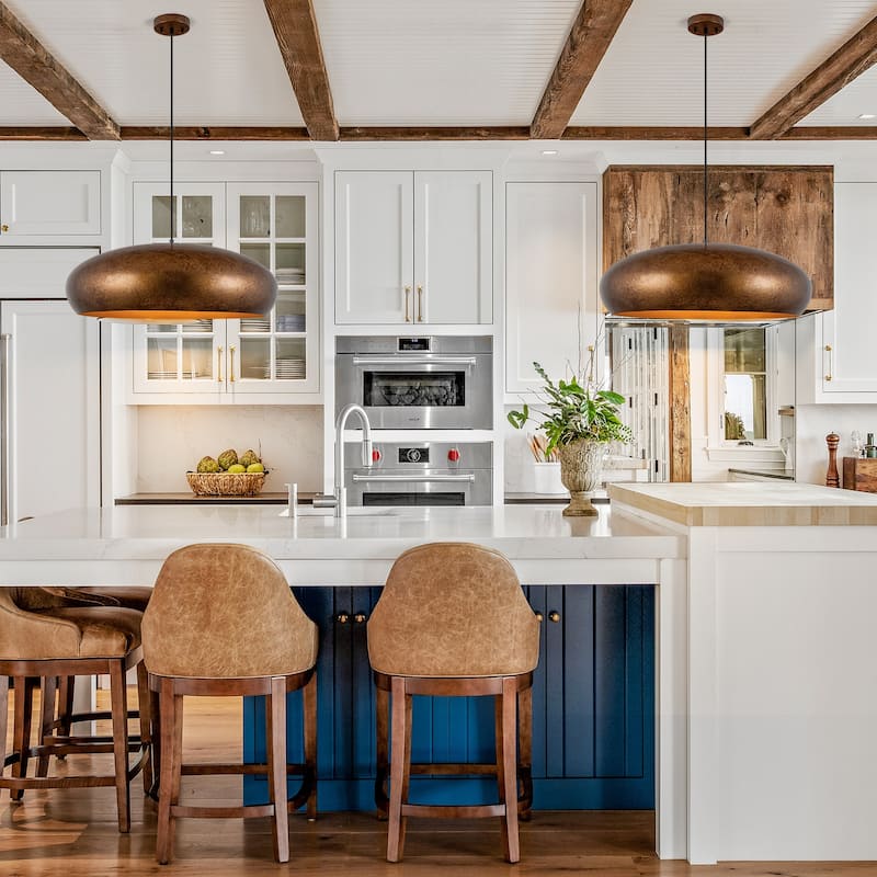 6-Light Industrial Farmhouse Antique Gold Bowl Oversized Dome Pendant Light Kitchen Island Lighting - W 25.59"