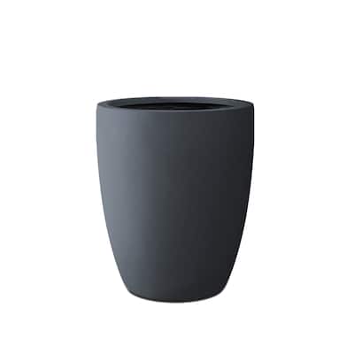 Kante Round Lightweight Concrete and Weather Resistant Fiberglass Indoor Outdoor Planter with Drainage Hole