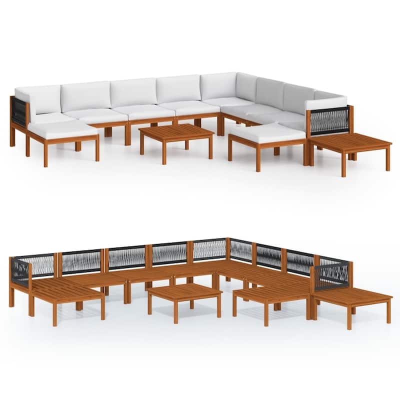 vidaXL Patio Lounge Set Outdoor Sectional Sofa with Cushions Solid Acacia Wood