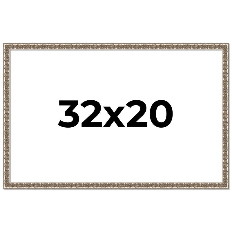 32x20 Frame Silver Versailles Ornate Solid Wood Picture Frame | 1 Inch