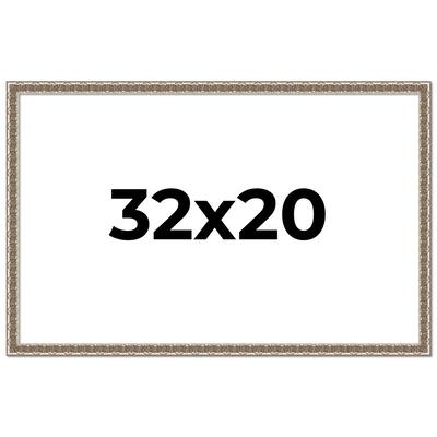 32x20 Frame Silver Versailles Ornate Solid Wood Picture Frame | 1 Inch