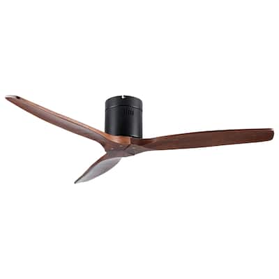 Solid Wood Low Profile Ceiling Fan with Reversible DC Motor, 52 Inch 6 Speed Ceiling Fan with Remote Control