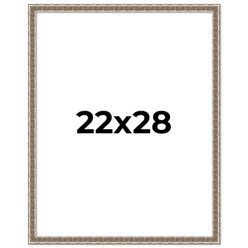 22x28 Frame Silver Versailles Ornate Solid Wood Picture Frame | 1 Inch