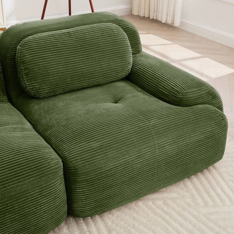 Corduroy Modular Boneless Sectional Sofa with Ottoman, Free combination, Pet-Friendly, No Assembly Required