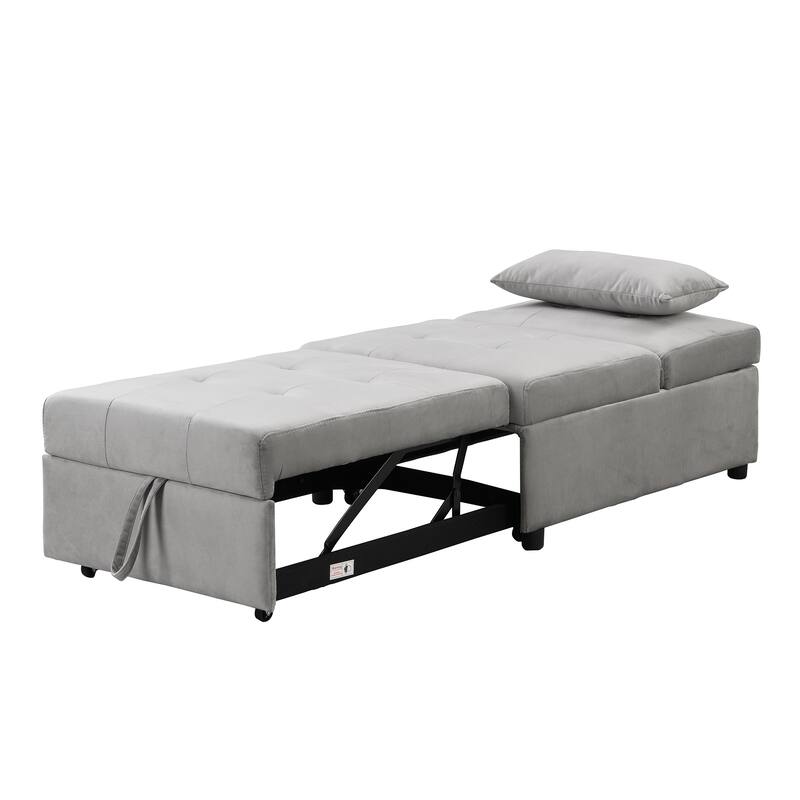 39.8" Single Folding Ottoman Sofa Bed with Adjustable Back and Pillows for Living Room