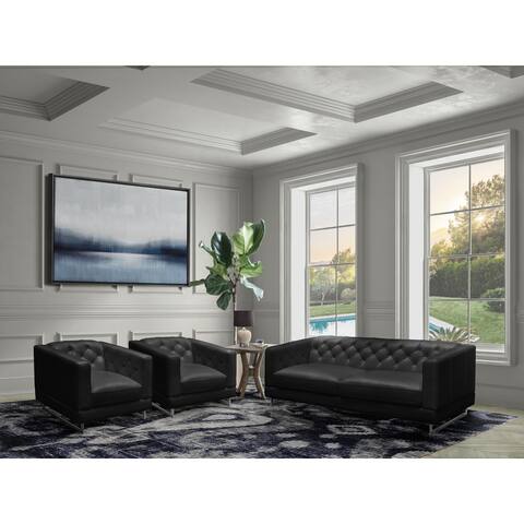 Abbyson Victoria 3 Piece Top Grain Leather Set with Metal Legs