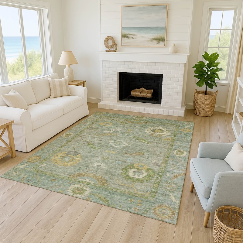 Machine Washable Indoor/ Outdoor Traditional Boho Chantille Rug