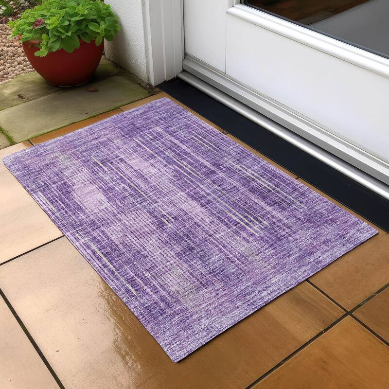 Machine Washable Indoor/ Outdoor Chantille Ombre Abstract Rug - Purple - 1'8" x 2'6"
