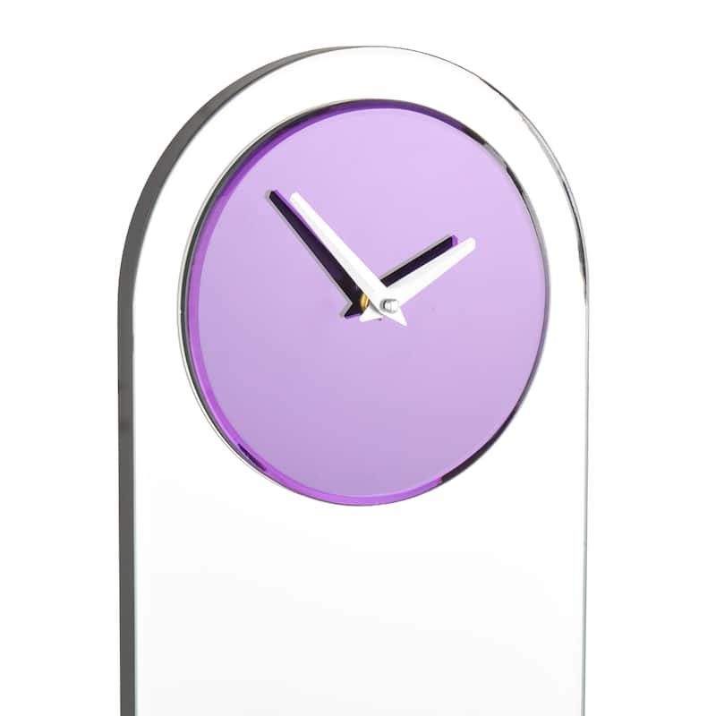 Glass Decorative Wall Clock with Blue, Purple or Pink Clock Face - Silver - Roche River Decor