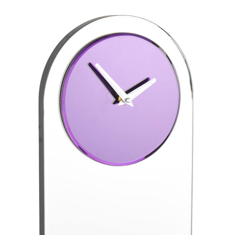Silver Glass Decorative Wall Clock with Blue, Purple or Pink Clock Face