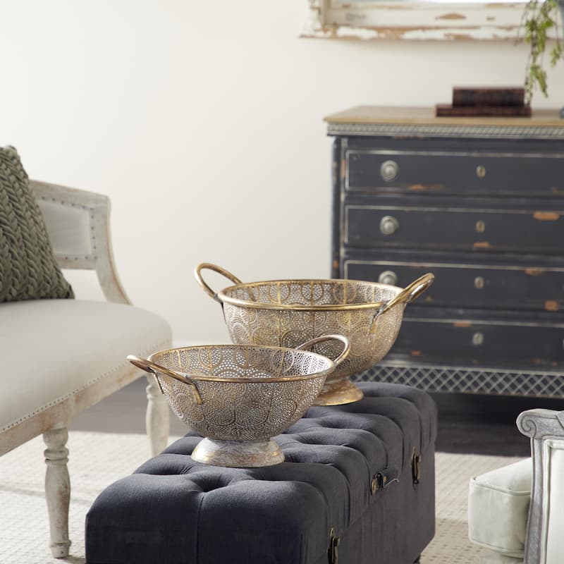Metal Decorative Bowl - Set of 2 Gold - Roche River Decor