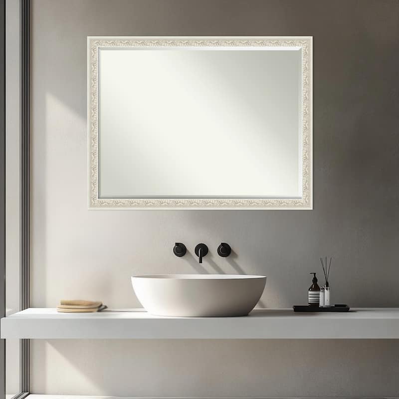 Bethany Half-Inch-Bevel Wood Framed Bathroom Vanity Wall Mirror