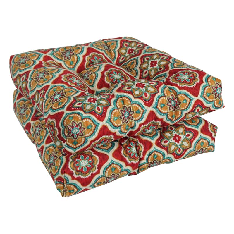 19-inch Square Indoor/Outdoor Chair Cushions (Set of 2) - 19" x 19" - Adonis Jewel