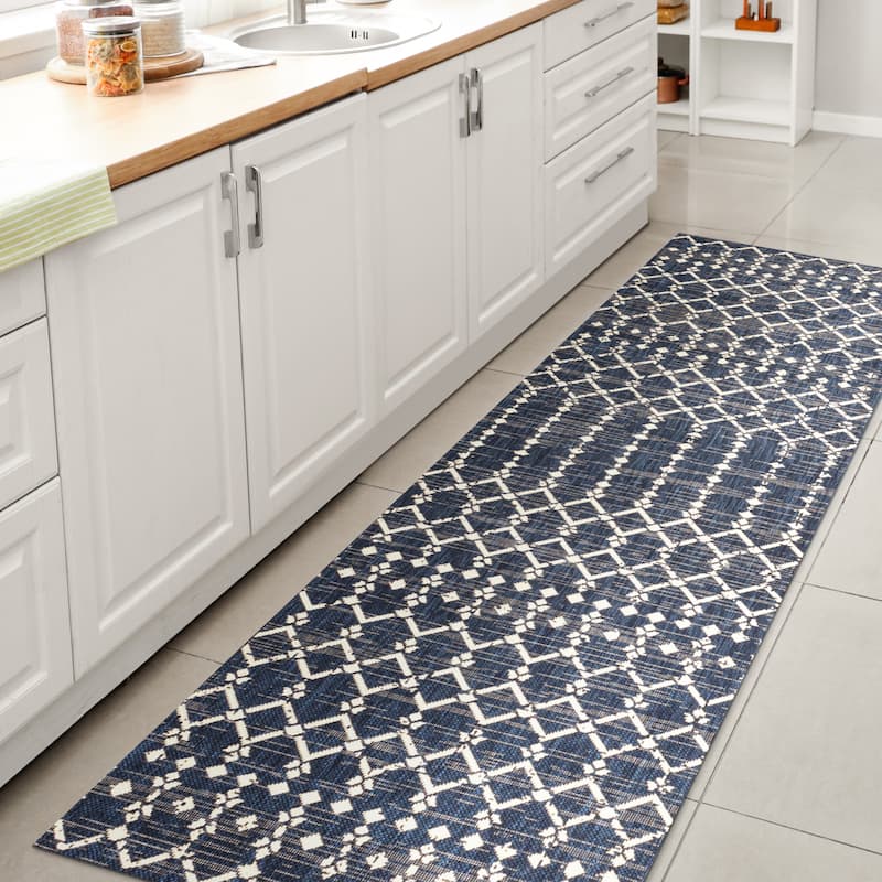 JONATHAN Y Trebol Moroccan Geometric Textured Weave Indoor/Outdoor Area Rug