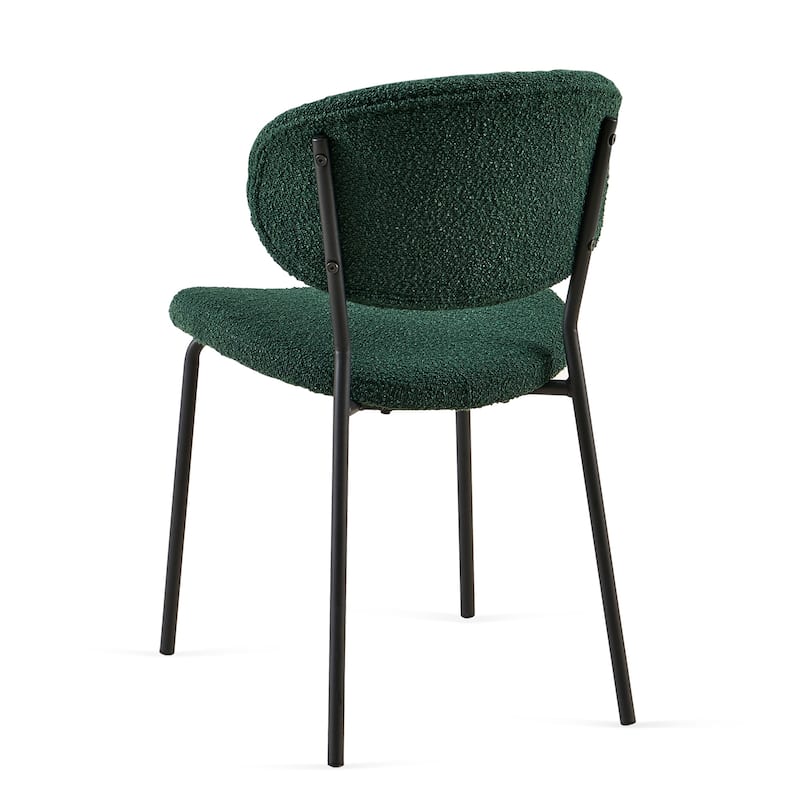 Mid-Century Modern Beige Curved Backrest Dining Chairs Set of 2