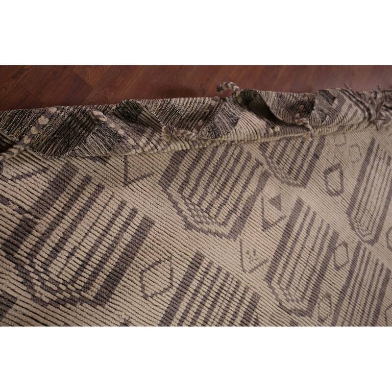 Modern Geometric Moroccan Large Area Rug Hand-Knotted Wool Carpet - 10'0"x 17'11"