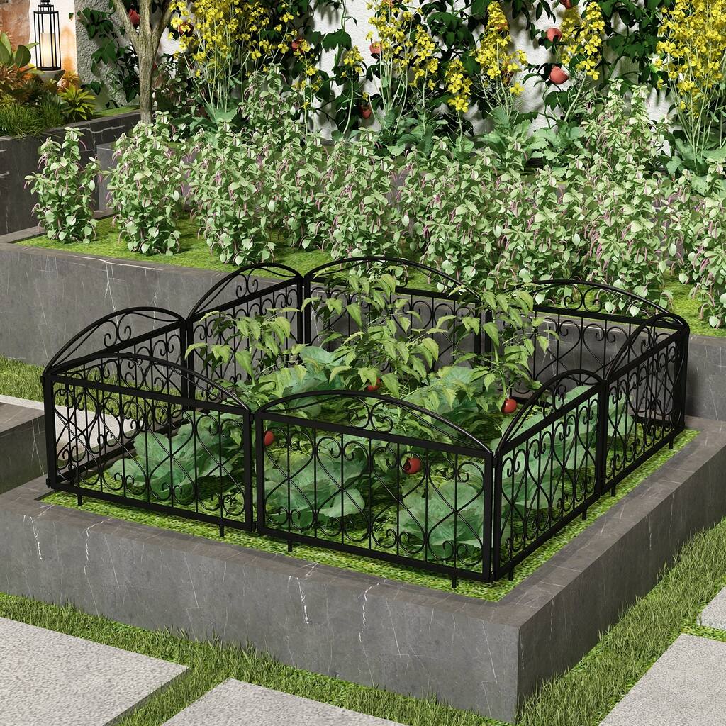 Wrought Iron Wire Border Folding Patio Fences Flower Fencing (4 Piece ...